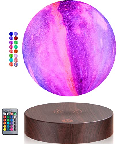 DIDWI Schwebende Mondlampe, magnetisches schwebendes Galaxie-Mondlicht mit 16 Farben LED-Beleuchtung, drehende 3D-Mondlampe, rotierende Nachtlichter für Zimmer, Bürodekoration, kreative Geschenke
