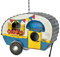 DanDiBo Vogelhaus zum Aufhängen Metall Deko Wohnwagen Wetterfest 96254 Nistkasten Futterstation für Vögel Shabby mit Kette Caravan Camper Balkon