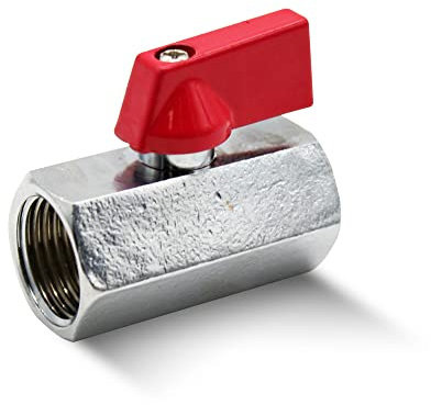 DOJA Barcelona | Mini-Kugelhahn | Rot | 1/2 | Innengewinde - Innengewinde | Mini-Absperrhahn Verchromter Messing | Mini-Absperrventil für Wasserpumpen, Tanks, Außenventil, Wasseranschlüsse