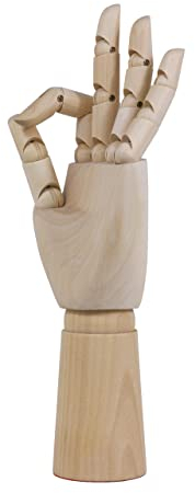 TOUROCMONT Gliederhand Holzhand Zeichenpuppe Modellhand 18 cm, 30cm, Links, Rechts, beweglich zum Malen(Links, 18CM)