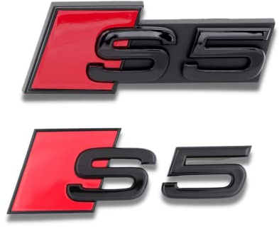 Original Audi Schriftzug - für S5 und weitere Audi Modelle, Schwarz, Tuning Exclusive Black Edition, Schriftzug-Set für Heckklappe & Kühlergrill, Mehrere Audi Modelle, Schriftzugpaket, Selbstklebend
