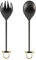 H&H Set 2 Posate Insalata in Acciaio Inox 18/8 Nero con Inserto Dorato