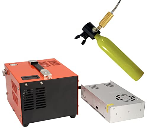 Tragbarer PCP Luftkompressor, 12 V Hochdruckpumpentransformator, 30 MPa Auto Luftpistole, Luftpumpe, Hochdruck Luftkompressor, Eingebauter Transformator mit Lüfterkühlsystem (EU-Stecker)