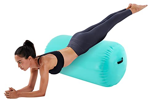 Air Rolle Turnen Aufblasbare Gymnastik Luftroller Tumbling Zylinder Air Barrel Yoga Roll Tumbling Matten Gymnastikmatte Mit Pumpe Grün (100 * 60cm)