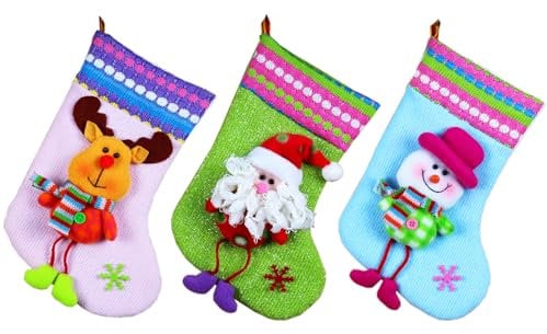 Wuuooei Weihnachtsstrumpf Personalisiert 3pcs Nikolausstiefel Deko Weihnachtsstrümpfe für Kamin Nikolausstrumpf zum Befüllen Hängende Strümpfe für Weihnachtsdeko Socken Geschenktüte Süßigkeitenbeutel
