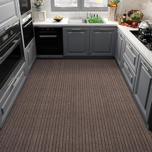 SLDAGe Alfombra Antideslizante Cocina a Rayas Modernas, Alfombrillas de Cocina Lavables, Alfombras de Cocina Antifatiga, Alfombras Absorbentes y Resistentes al Aceite para Interior/Exterior,100x360cm