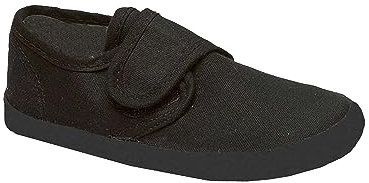 Boys Girls PE Pumps Black White Unisex Kids Adults School Gym Sports Trainers School Uniform Pump Plimsoles Shoes Sneakers JBC Shoes Black Strap 13