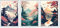 DKORARTE Lot de 3 tableaux avec base en bois, décoration de salon moderne, chambre orientale, japonaise, chinois avec crochets métalliques (38 x 29 cm chacune)