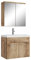 Badezimmer Badmöbel Set Montreal 01 mit Spiegelschrank 60cm Waschbecken Eiche Kastanie - Unterschrank Waschtisch Möbel