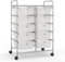 GIANTEX Rollwagen mit 10 Schubladen stapelbar, Schubladenwagen Badrollwagen Küchenwagen mit feststellbaren Rollen, Aufbewahrungswagen Haushaltswagen für Küche Bad Büro 65,5x37x87cm Transparent