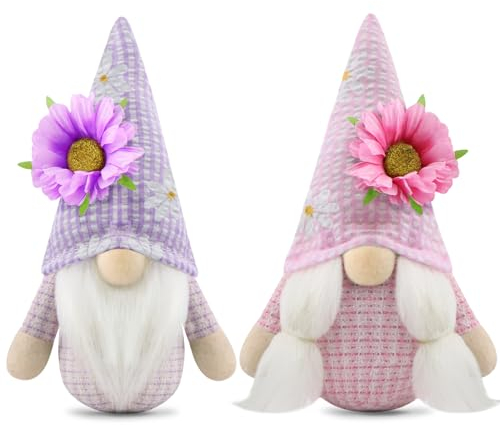 Gehydy Deko Frühling Wichtel Figuren 2er Set Frühlingsdeko Osterwichtel Deko Ostern Zubehör für Home Küche