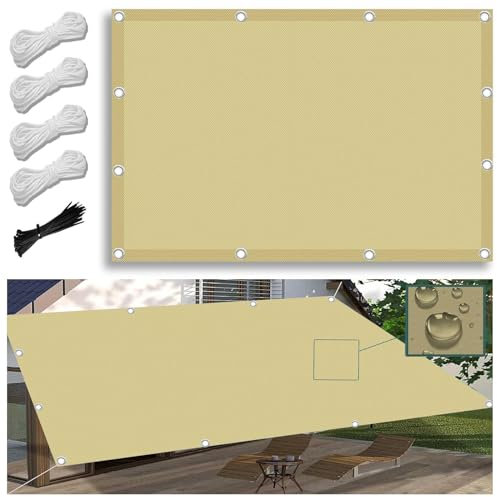 Tenda a Vela Parasole 3X5.5M Vele Ombreggianti Impermeabile Rettangolare Vele Parasole da Giardino Protezione Solare Schermo UV con Funi di Tensione per Terrazze Balconi