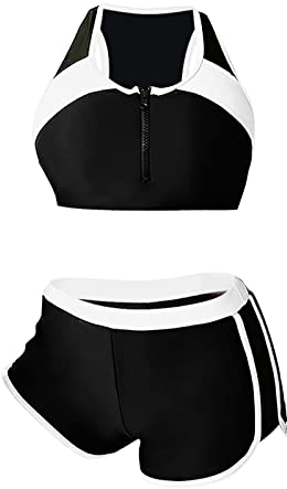 Bikini Oberteil Schwarz Große Brüste bauchweg Tankini Sport Badeanzug Damen Mit Cups Damen unterwäsche Set BH und Slip Beachvolleyball one Piece surf Shirt Damen Push up Slip Damen Sport Set