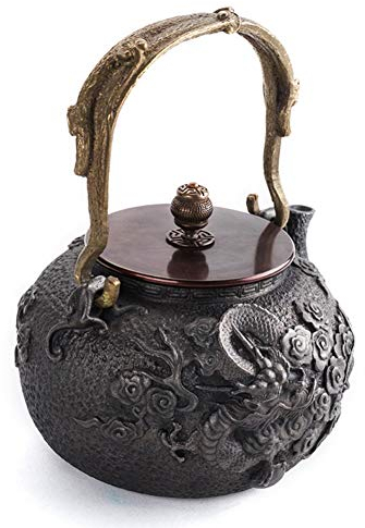 ZoRHac Teiera in ghisa,bollitore for il tè classico,teiera giapponese Tetsubin in ghisa con manico isolante, for tè sfuso e bustine di tè, nero 1200ML