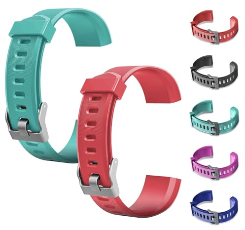 CXINLky Ersatzbänder, Uhrenarmbänder aus Silikon für ID115Plus HR Smart Watch, Verstellbare Riemen, Buntes Uhrenarmband Zubehör für ID115Plus HR Smartwatch (2 Stuck-Grün+Rot)