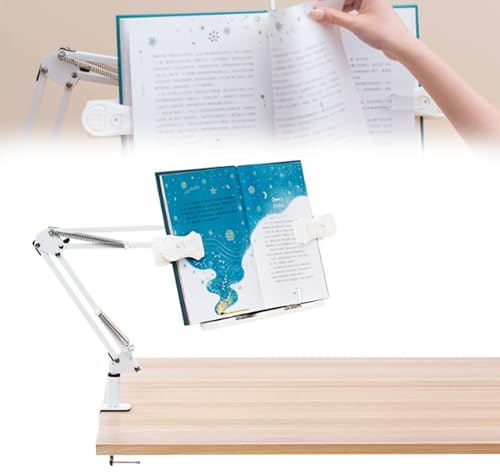 Gqudyi Höhenverstellbarer Buchständer, Buchständer Mit Klemme, Desktop-kochbuchablage Mit Seitenklammern, Im Bett Liegen, Baden, Kochen, Musik Spielen, Auf Dem Laufband Trainieren(Size:Mit Lichtern)