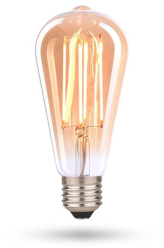 CROWN LED E27 LED Vintage-Glühlampe - Warmweiße - Energieeffizient E-Klasse - Entspricht 38W Glühlampe - Langlebig - Ideal für Zuhause, Hotels, Restaurants, Stoßfest - Retro Design - 14,2 x 6,4 cm