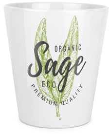 Purely Home Sage Herb Plant Pot - Cooking Ingredients Green Herbs Small Ceramic Indoor Plant Pot with Drainage Hole - Homeware Gift 9cm Diameter Flower Pot