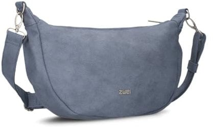 Zwei Damen Handtasche Mademoiselle.M M70 Moon-Bag 4 Liter Trend-Tasche in Halbmond-Form vielseitig als Bauchtasche Crossbody-Bag Abendtasche Umhängetasche zu tragen (nubuk-sky)