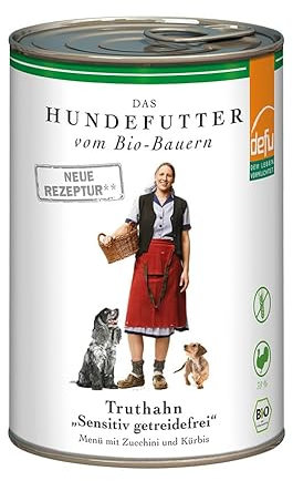 defu Hundefutter | 12 x 400 g | Bio Truthahn Sensitiv Getreidefrei | Premium Bio Nassfutter Menü | Alleinfuttermittel für Hunde