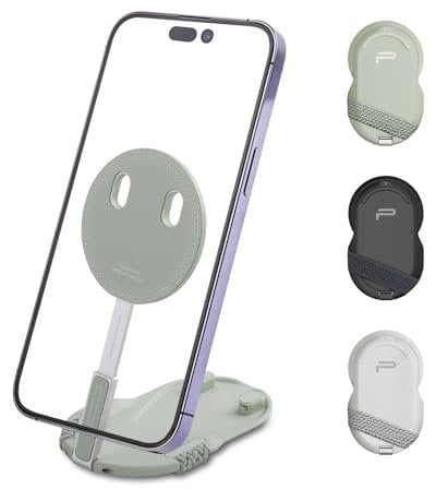 PGYTECH MagFlex - Soporte magnético para teléfono, imanes fuertes y ajuste de ángulo y MagSafe compatible con Magsafe iPhone 15/14/13, trípode invisible para selfie, verde menta