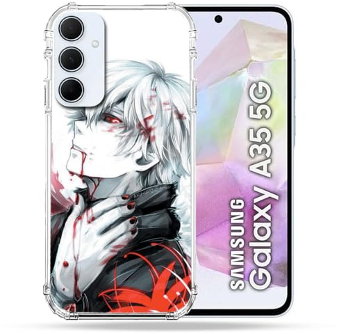 Cokitec Verstärkte Schutzhülle für Samsung Galaxy A35 5G, Manga Tokyo Ghoul Kaneki, Weiß