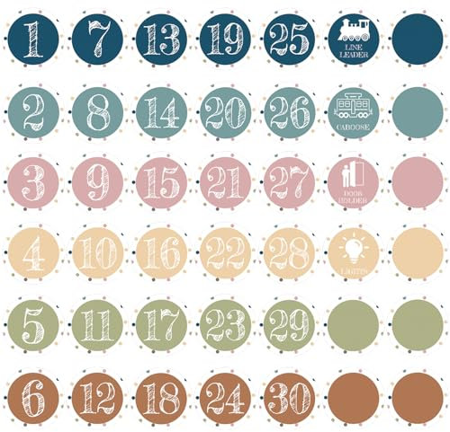 42 Stück Nummer Zahlen Aufkleber, 10cm Rund Aufstellungshelfer-Aufkleber fürs Klassenzimmer Boho Bunt Punkte-Aufkleber Bodenaufkleber für Vorschule Klassenzimmer Kindergarten Dekoration