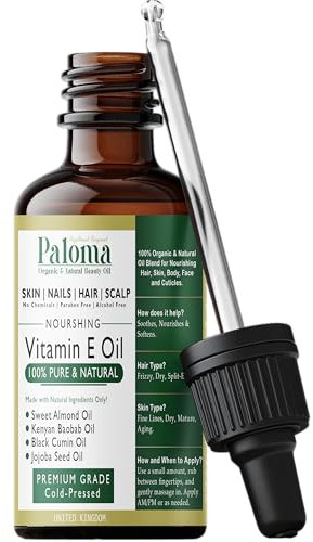 Paloma Natural Beauty Oil Blend - Almond Oil, Baobab Oil, Black Cumin Oil, Jojoba Oil - w/Vitamins A, C, E, & F, Antioxidant Rich - Face Oil, Skin Care, Hair Oil, Nail Oil - By Orgatural