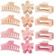 Große Haarklemmen 12 Stück Blumen-Haarklemmen für dickes Haar große Haarklemmen niedliche Haarklemmen 3 Stile Haarklemmen für dünnes Haar Frauen (Rosa, Hellrosa, Khaki, Hellkhaki)
