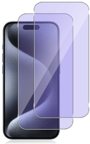 Datree für Panzerglas für iPhone 15 Pro/iPhone 15/ iPhone 16 (6,1 Zoll), 2 Stück Schutzfolie Anti-Blaulicht Folie,?Augenpflege? 9H Härte Anti-Bläschen Displayschutzfolie Schutz Glas