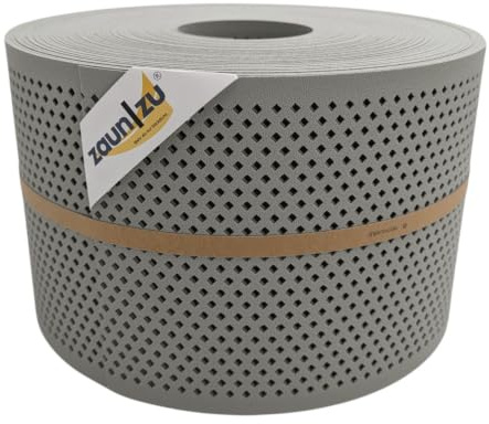 zaun|zu® Premium Sichtschutzstreifen GELOCHT | genarbte Oberfläche | Diamant Lochmuster | PP für Doppelstabmatten | Sichtschutz Rolle | Polypropylen | Zaunblende | Made in Germany Steingrau 50m