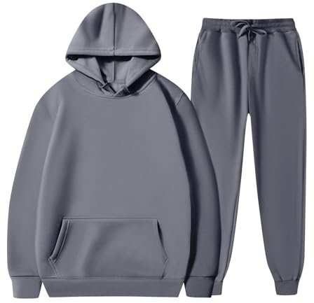 Tages Angebote,Trainingsanzug Herren XL Jogginganzug Herren Warm Gefüttert Hochwertiger Unisex Kapuzenpullover Und Jogginghose Set,Bequemes Sweatshirt In Für Freizeit Und Sport (Grau,L)