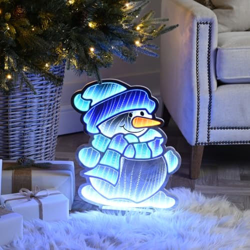 Samuel ALEXANDER 40cm Light up Snowman Infinity Christmas Decoration with Blue and White LEDs