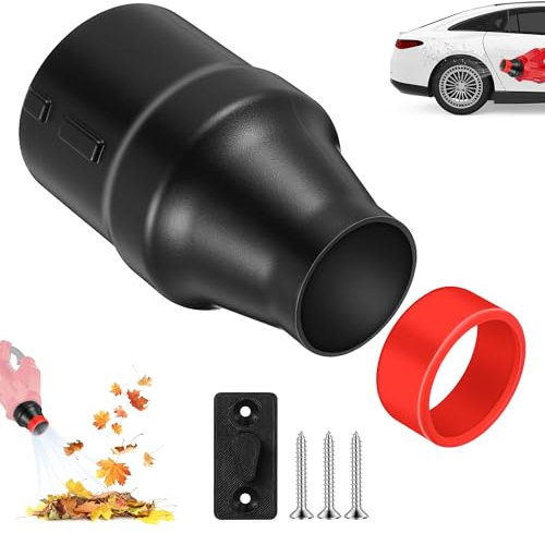 Enhon Car Drying Nozzle Compatible with Milwaukee M18 Fuel Leaf Blower Single Battery 2724-20 and 2728-20, Blower Nozzle with Red Soft Tip Cover Protects Car Paint, with Hanging Buckle and Screws