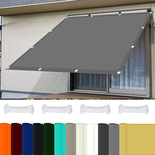 Outdoor Gartensegel Vordach 6x6,5m 98% UV-Block Hellgrau Terrassenmarkise für Partys und Terrasse
