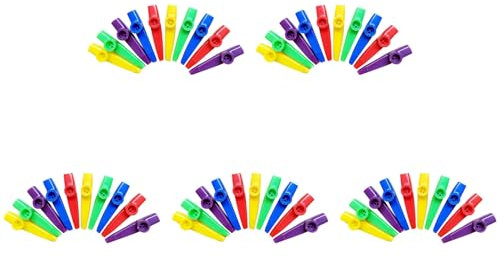 Daijianbin Plastik Kazoos Musik Instrumente mit Kazoo Flöten Membranen für Geschenk-, Preis- und Bevorzugungen 5 Farben (50 Stück)