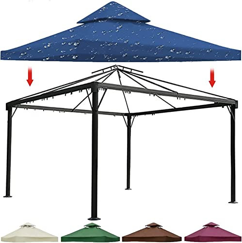 Cubierta de repuesto impermeable de 3 x 3 para cenador – 2 niveles superior ventilada para exteriores, patio, toldo para barbacoa, jardín, pérgola, refugio, protección solar y patio trasero