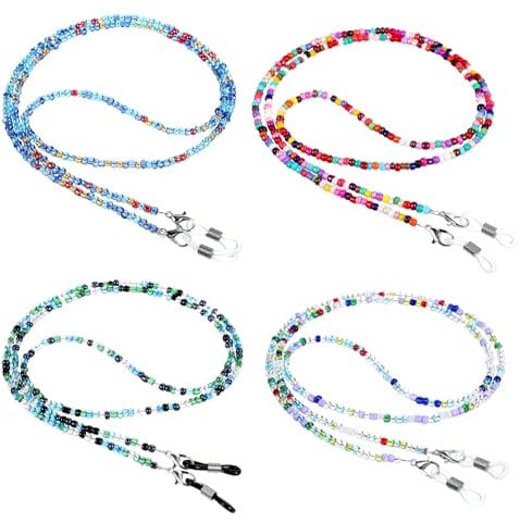 Ymapinc 4 Stück Perlen Brillenkette Bunt Brillenband Damen Aesthetic Sonnenbrillenketten Bunte Brillenzubehör für Mädchen und Frauen