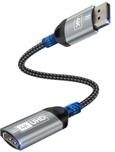 Nersligek Adaptador DisplayPort a HDMI 4K, Uni-Direccional Adaptador DP(Display Port) Macho a HDMI Hembra Convertidor Compatible con Lenovo, HP, DELL, AMD, NVIDIA, Más Pasivo