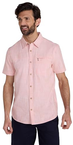 Mountain Warehouse Coconut Slub Texture Short-Sleeved Shirt - Lightweight Cotton Tee with Pocket, Casual Wear - Spring Summer, Holidays & Travelling Coral (Slub Texture) XS
