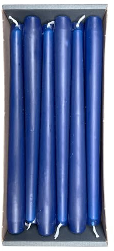 Nordring 12 Stück Spitzkerzen 2,3 cm x 25 cm hoch Dunkelblau – RAL-zertifiziert, tropffrei & raucharm, ca. 8 Std. Brenndauer – Tischdeko & Kerzenleuchter