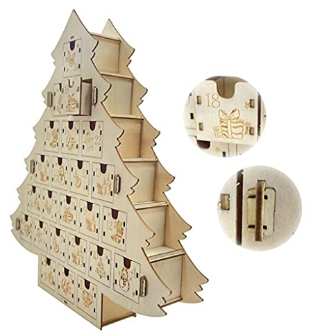 Weihnachtsbaum Weihnachten Holz Countdown Kalender 24 Tage Party Dekor Adventskalender 24 Aufbewahrungsschubladen Holz Wandbehang