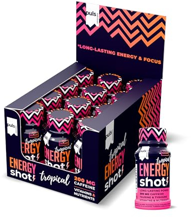 PULS Energy Shot Tropical 12x60 ml, mit 200 mg Koffein, zuckerfrei & vegan