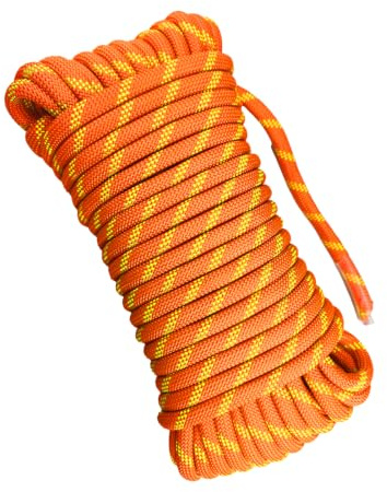 HUYEZybflt 8mm 60m Corde Statique certifiée UIAA Sauvetage Alpinisme | Nylon haute résistance anti-abrasion, adapté à l'escalade, expéditions et tous travaux extérieurs, orange réfléchissant