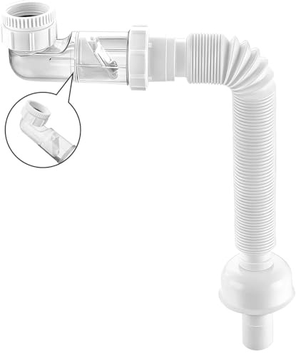 Raumsparsiphon, 1/4 Zoll Siphon Flexibler Ablaufschlauch 360° Einstellbarer Syphon Waschbecken Abflussrohr mit Geruchsverschluss, Raumsparsiphon Waschtisch für Küchenspüle Waschmaschine Badezimmer
