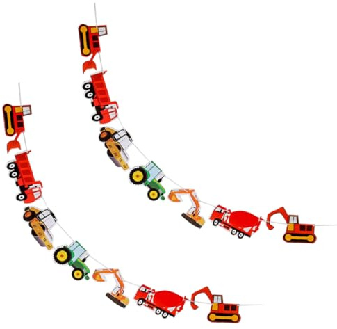 HOMSFOU 2 Stück Bagger Lkw Papiergirlande Strapazierfähig Mehrmals Verwendbar Bunte Geburtstagsdekoration Party Hängebanner für Kindergeburtstag