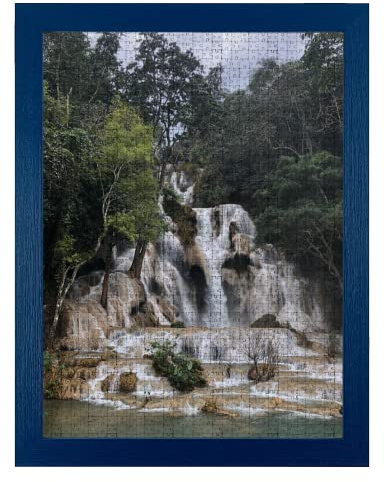 Wallazz Cornice Porta Puzzle 2000 Pezzi 75,4x98,4 cm Blu - Cornice per Quadri e Puzzle, Frontale Trasparente in Crilex, Made in Italy - Design Elegante da Parete