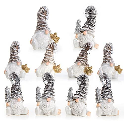 Logbuch-Verlag Set 10 kleine Santa Weihnachten Geschenk Figur Wichtel weiß Gold Silber glitzernd 7 cm Schüler Kunden Kleinigkeit schenken