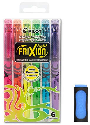 PILOT Frixion Light Textmarker - 6er Set (Neon + Radierer)