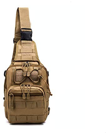 KODAA Sling Bag Tactical Backpack Outdoor Shoulder Bag Satchel Chest Packs Daypacks for Smart Phone Climbing Camping Cycling Hiking (Khaki)